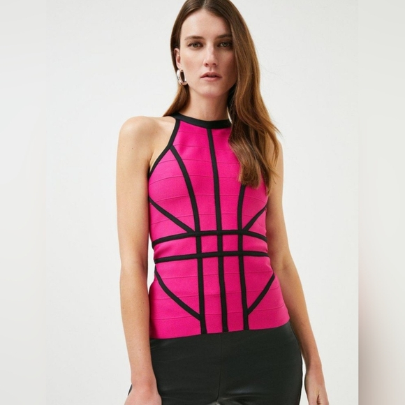 Karen Millen Tops - NWT Karen Millen Bandage Knit Contrast Halter Top sz S